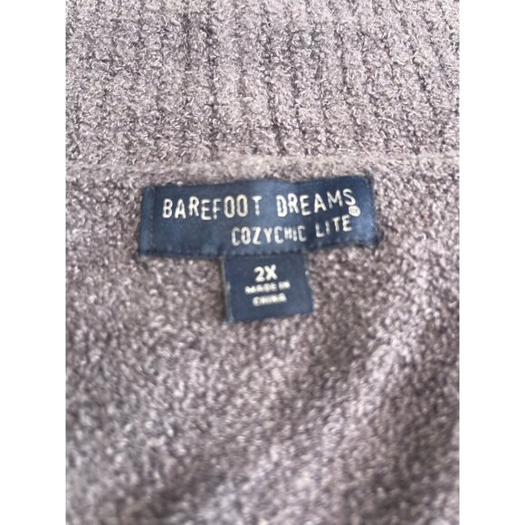 Barefoot Dreams CozyChic Lite Cardigan Plus SZ 2X Open Front Gray Pockets - Picture 5 of 10
